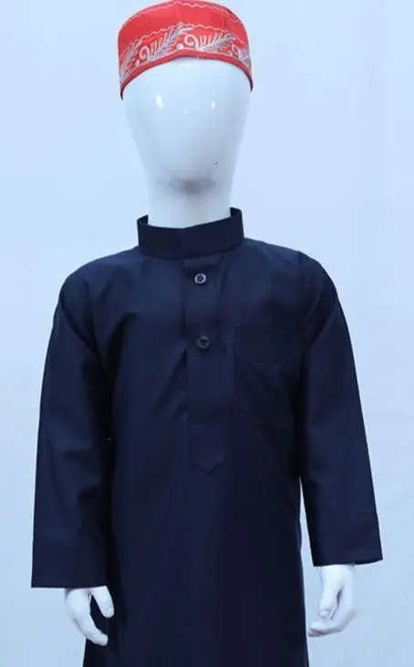 Kids Thobe Collared Plain With Button Opening - Image 5